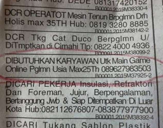 Lowongan pekerjaan unik